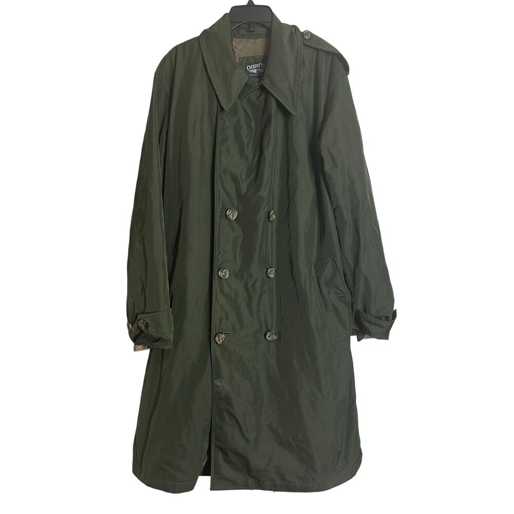 Cockpit USA Field Coat Trench Jacket Green with Belt Size Large